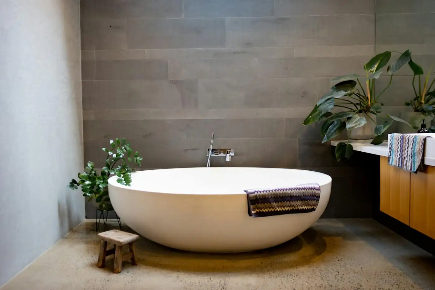 New bathroom with freestanding bath and walk-in shower